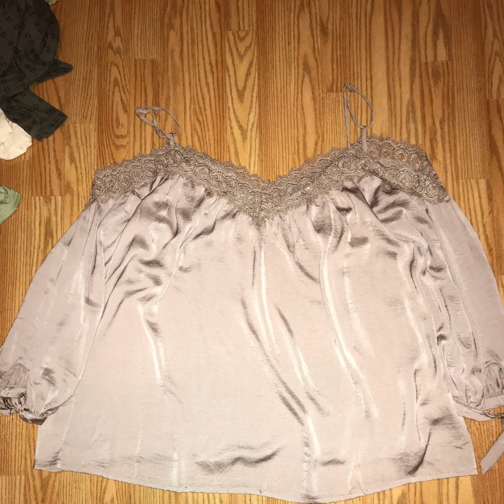 Gold-ish off the shoulder shirt